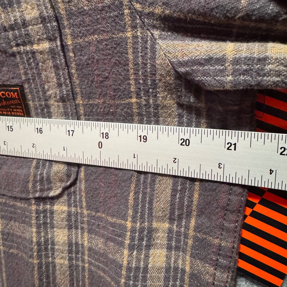Volcom Workwear Mens Small Plaid Work Shirt Gray Corduroy Collar New NWT - Picture 6 of 10